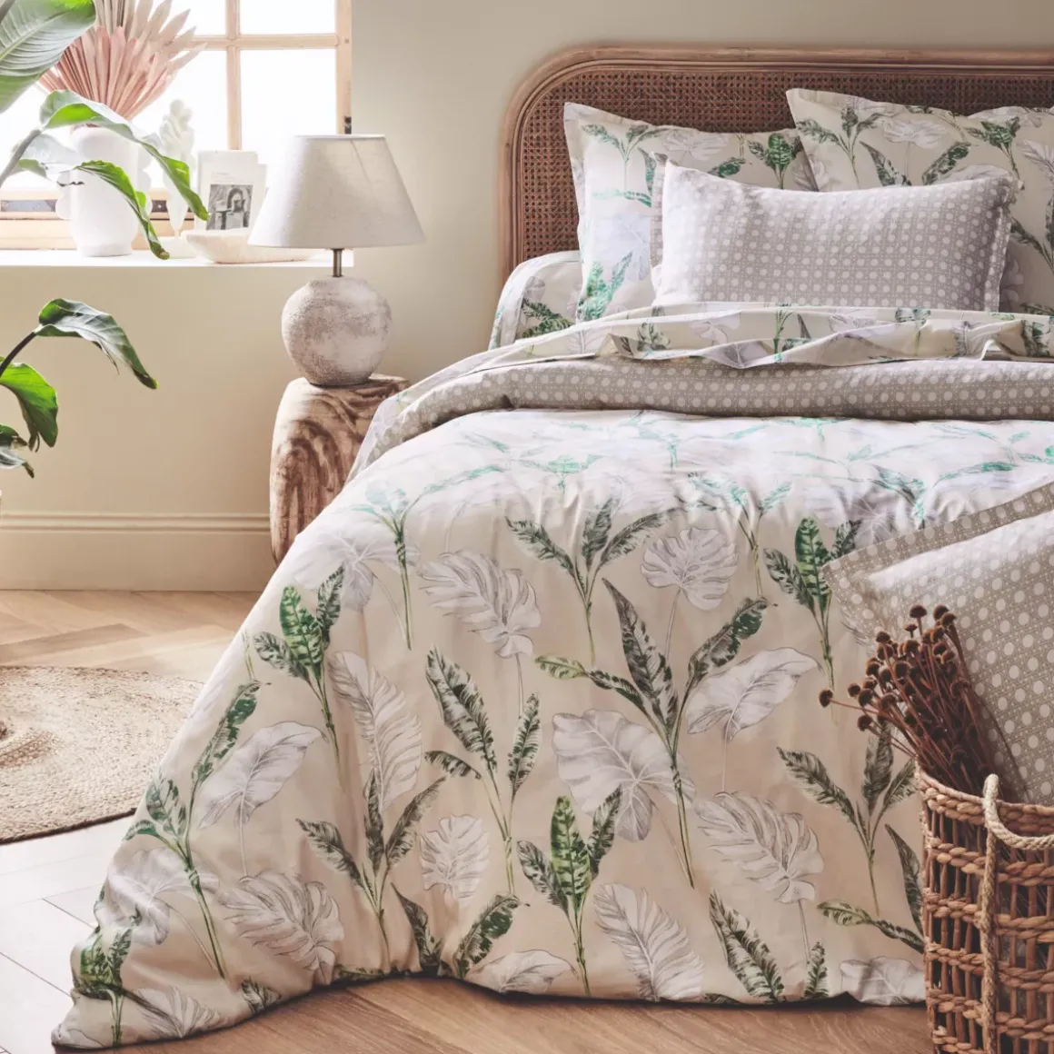 Federa cuscino letto quadrato in raso di cotone (65 x 65 cm) Viaggio Verde