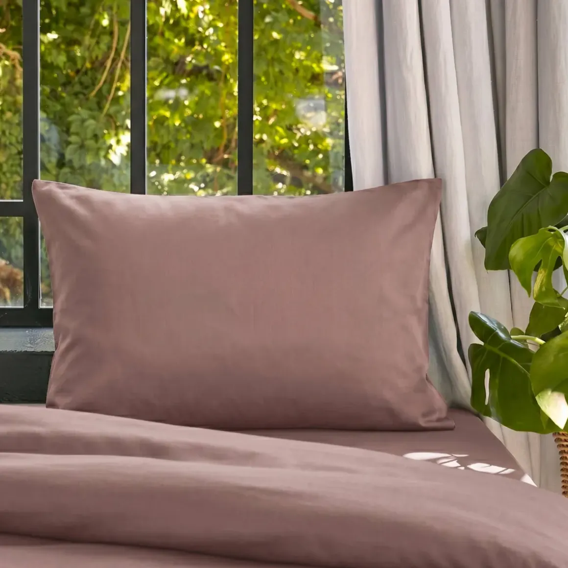 Federa cuscino letto rettangolare in lyocell Tencel™ lavato (50 x 80 cm) Olivia Rosa blush