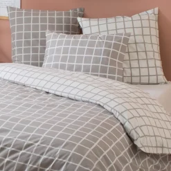 Federa cuscino letto rettangolare percalle di cotone (50 x 70 cm) Max Grigia