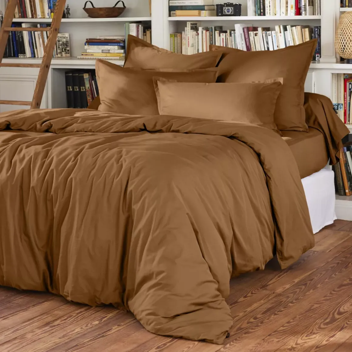 Federa cuscino quadrata in percalle di cotone (80 x 80 cm) Cali Camel