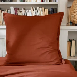 Federa cuscino quadrata percalle di cotone (65 cm) Cali Terracotta