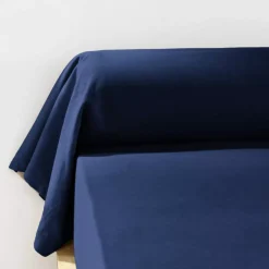 Federa per cuscino a rullo flanella di cotone (L185 cm) Nina Blu navy