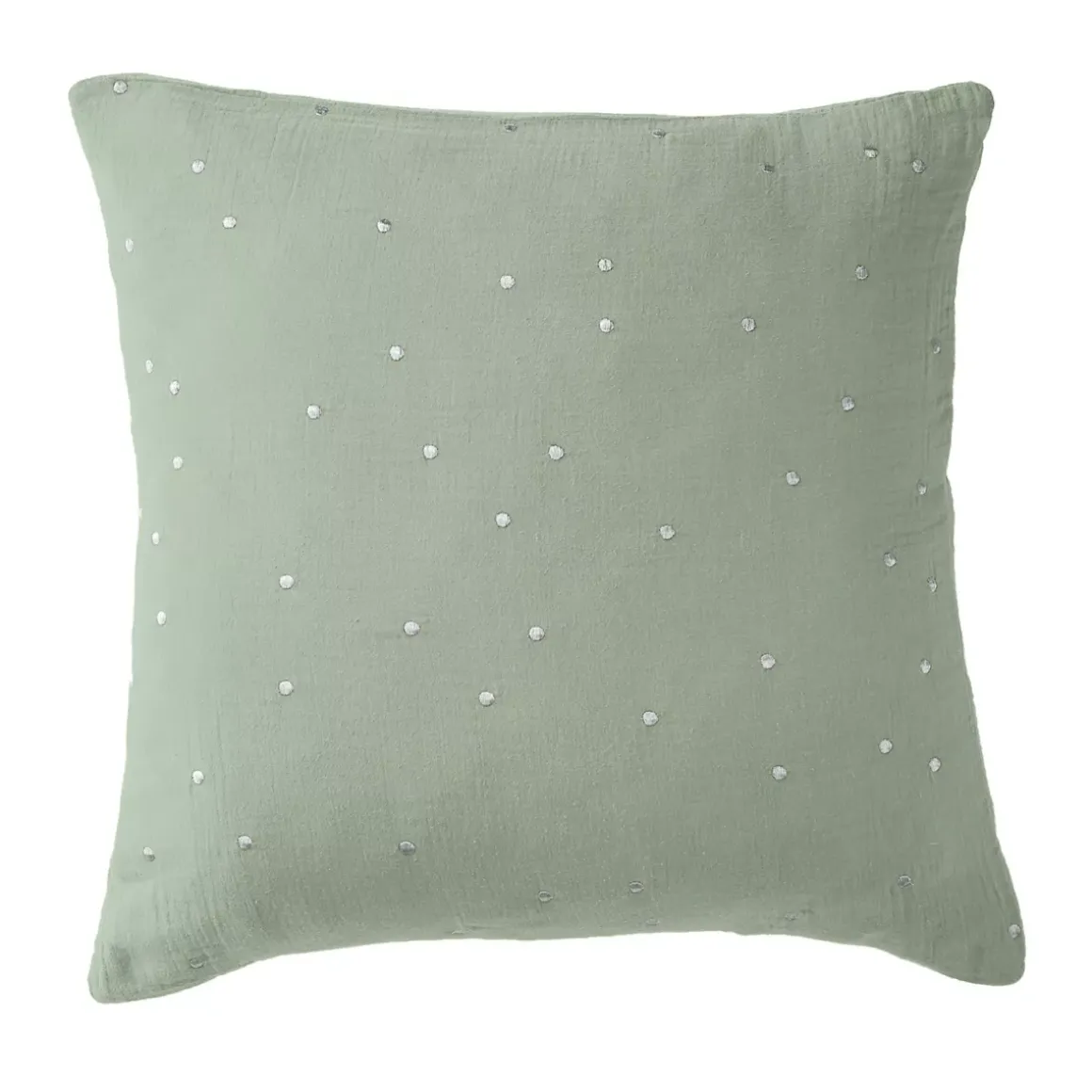 Federa per cuscino letto quadrata in garza di cotone (60 x 60 cm) Gaia Chic Verde eucalipto
