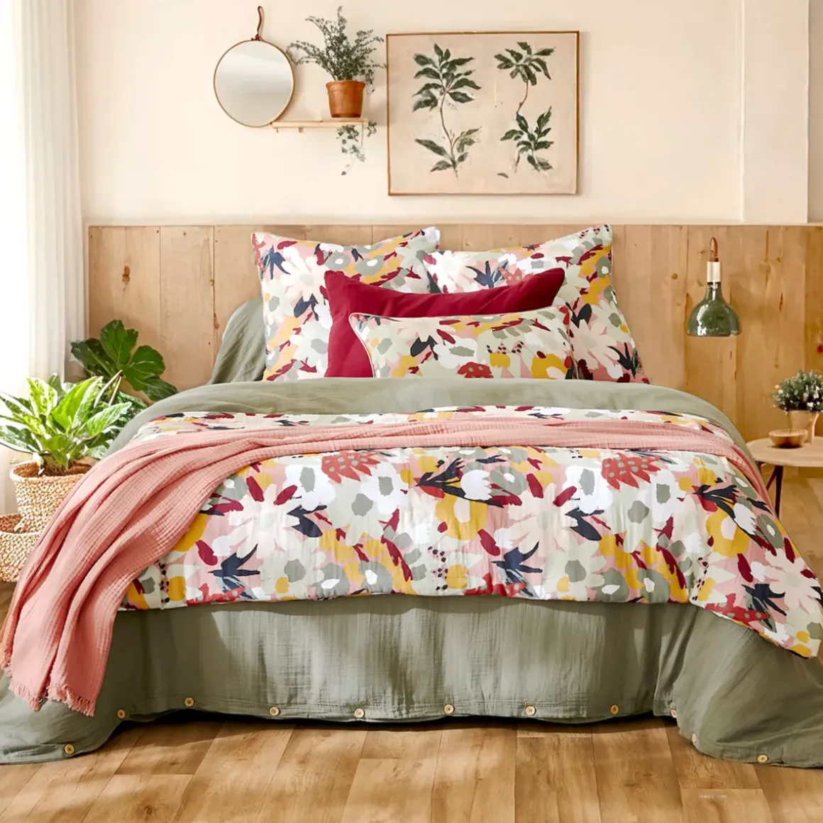 Federa per cuscino letto rettangolare in garza di cotone (50 x 70 cm) Azel Multicolore