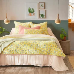 Federa per cuscino letto rettangolare in garza di cotone (50 x 70 cm) Abigaël Giallo