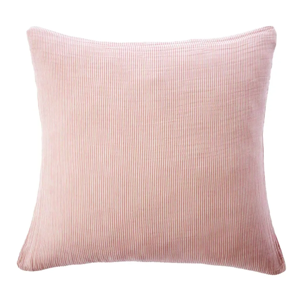 Federa per cuscino quadrata in garza di cotone (60 x 60 cm) Gaïa a righe Albicocca
