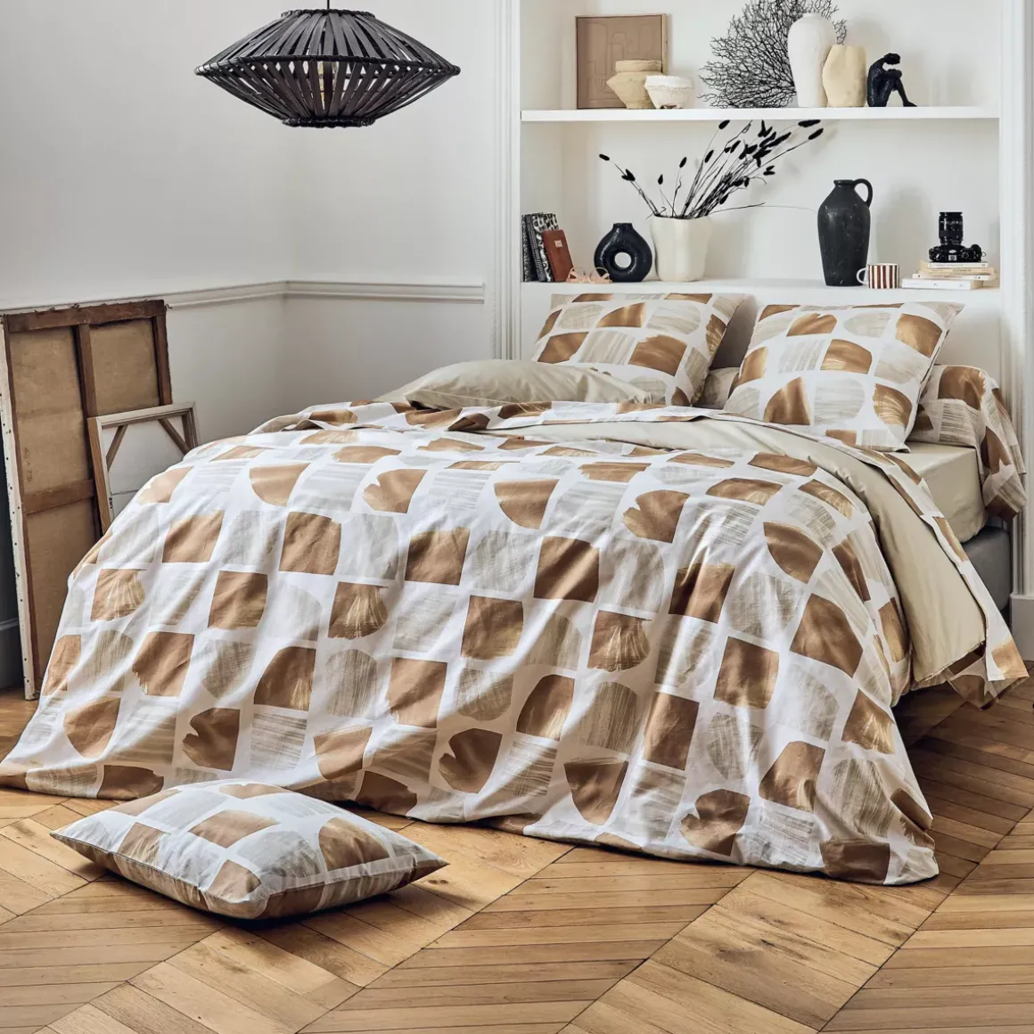Federa per cuscino quadrata in cotone (65 x 65 cm) Arty Marrone segale