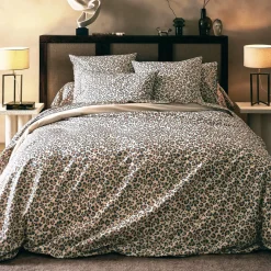 Federa per cuscino quadrata in percalle di cotone (65 x 65 cm) Leopardo Beige