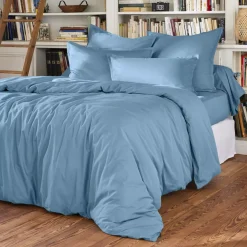 Federa per cuscino quadrata in percalle di cotone (65 x 65 cm) Cali Azzurro