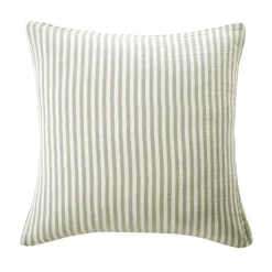 Federa per cuscino quadrata in garza di cotone (80 x 80 cm) Gaïa a righe Verde eucalipto