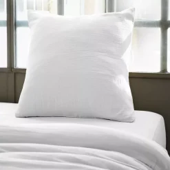Federa per cuscino quadrato in garza di cotone (80 x 80 cm) Gaïa Bianco chantilly