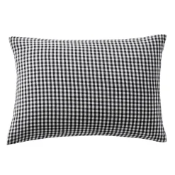 Federa per cuscino rettangolare in garza di cotone (50 x 70 cm) Gaïa vichy Nera
