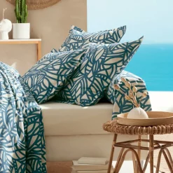 Federa quadrata cotone lavato (65 x 65 cm) Serena Blu