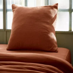 Federa quadrata garza di cotone (60 x 60 cm) Gaïa Terracotta