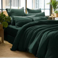 Federa quadrata garza di cotone (60 x 60 cm) Gaïa Verde abete