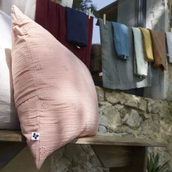 Federa quadrata garza di cotone (60 cm) Gaïa Boho Grigio granito