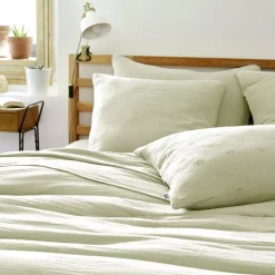 Federa quadrata garza di cotone (60 cm) Gaïa Boho Verde tiglio