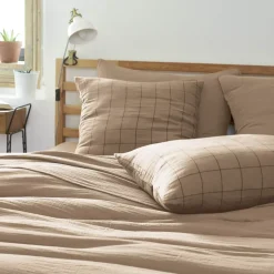Federa quadrata garza di cotone (60 x 60 cm) Gaïa Match Marrone corda