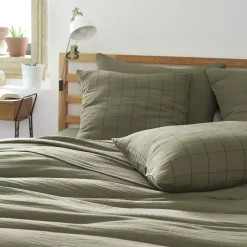 Federa quadrata garza di cotone (60 cm) Gaïa Match Verde rosmarino