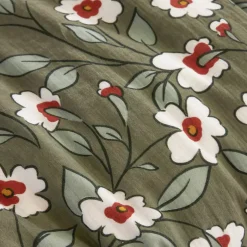 Federa quadrata in garza di cotone (60 x 60 cm) Gaïa margherita Verde rosmarino