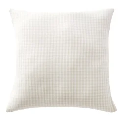 Federa Quadrata in garza di cotone (80 x 80 cm) Gaïa Vichy Beige