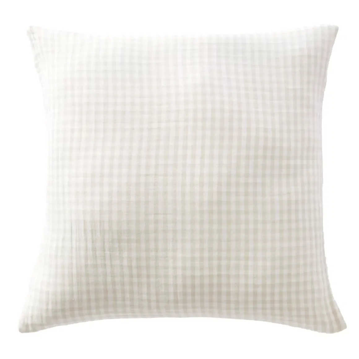 Federa Quadrata in garza di cotone (80 x 80 cm) Gaïa Vichy Beige