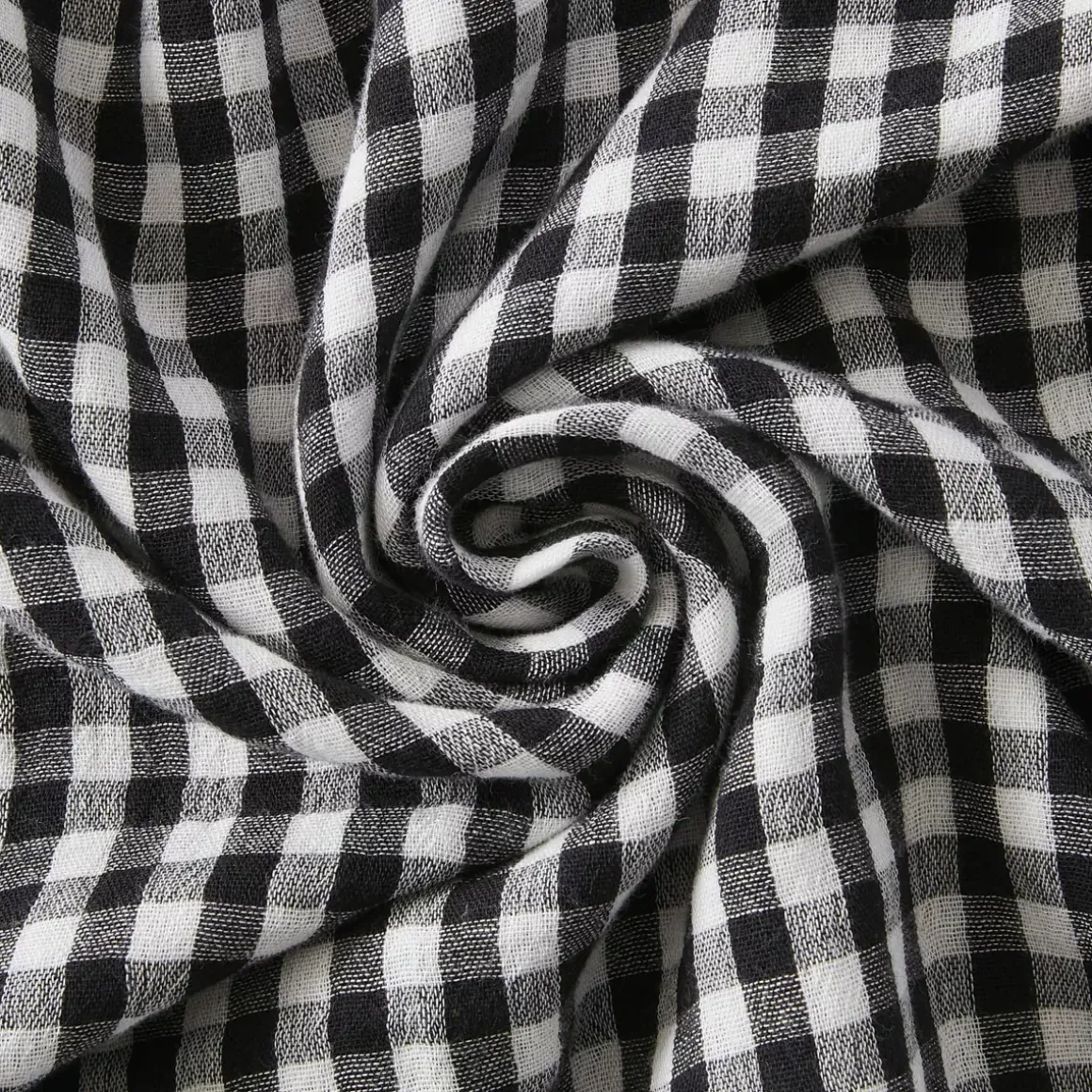 Federa Quadrata in garza di cotone (80 x 80 cm) Gaïa Vichy Nero
