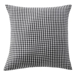 Federa Quadrata in garza di cotone (80 x 80 cm) Gaïa Vichy Nero