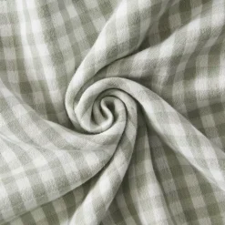 Federa quadrata in garza di cotone (80 x 80 cm) Gaïa Vichy Verde eucalipto