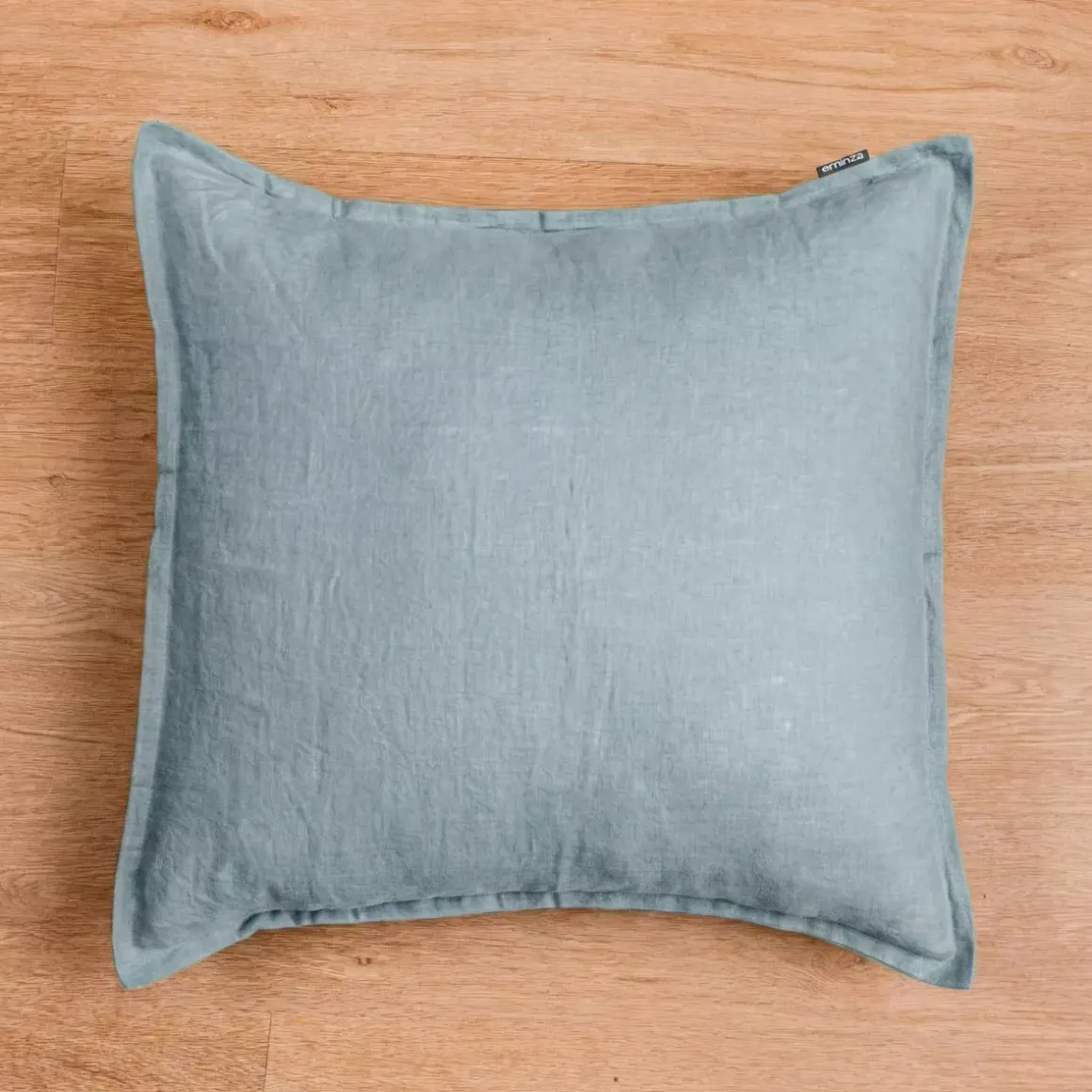 Federa Quadrata in Lino Lavato (60 x 60 cm) Louise Blu Azzurro