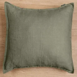 Federa quadrata lino lavato (80 cm) Louise Verde rosmarino