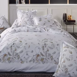 Federa quadrata percalle di cotone (65 x 65 cm) Piume Grigio