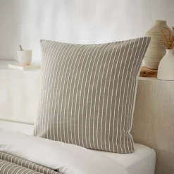 Federa quadrata reversibile in cotone testurizzato e percale (60 x 60 cm) Alice Ecru