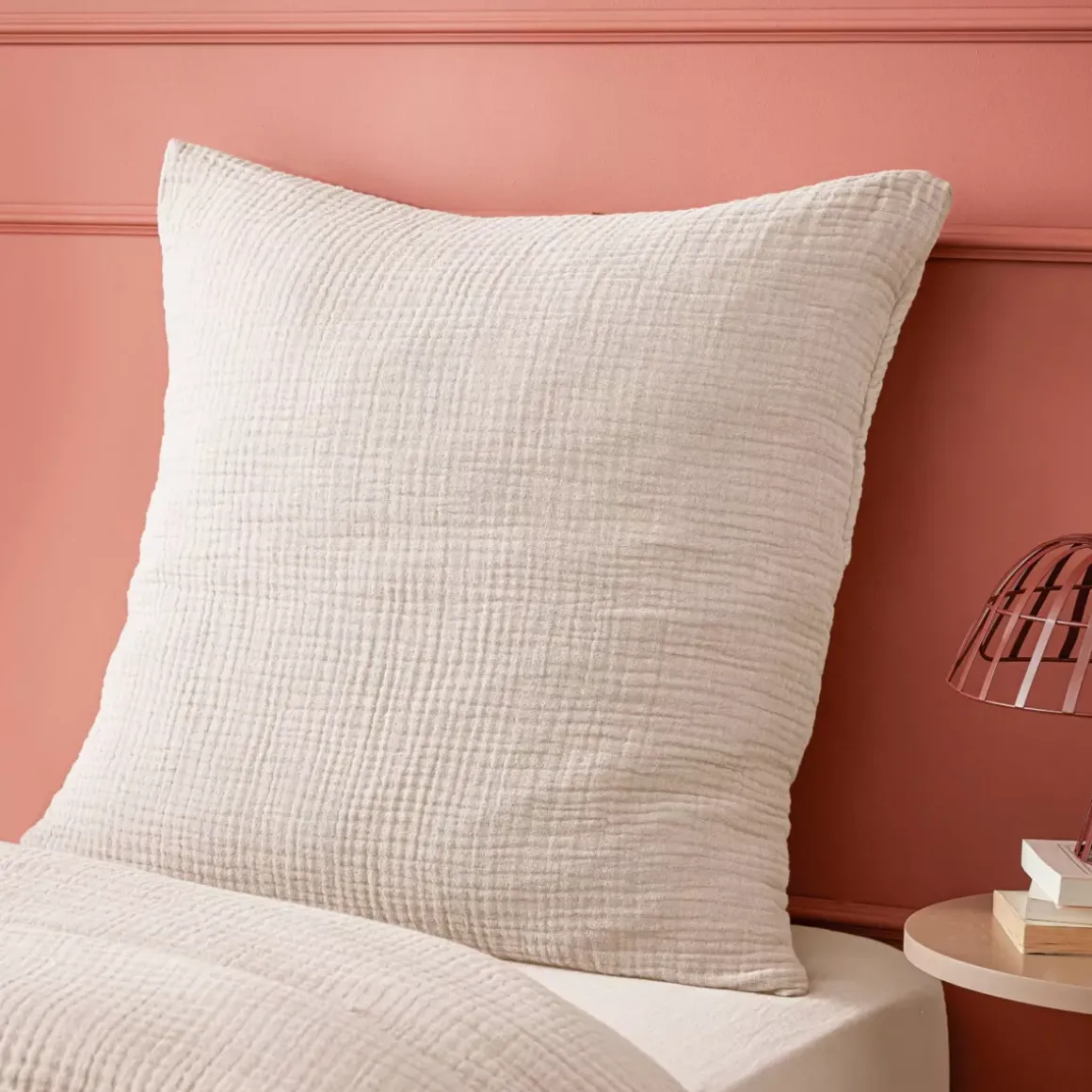 Federa quadrupla garza di cotone (60 x 60 cm) Victoria x Gaïa Beige pampa
