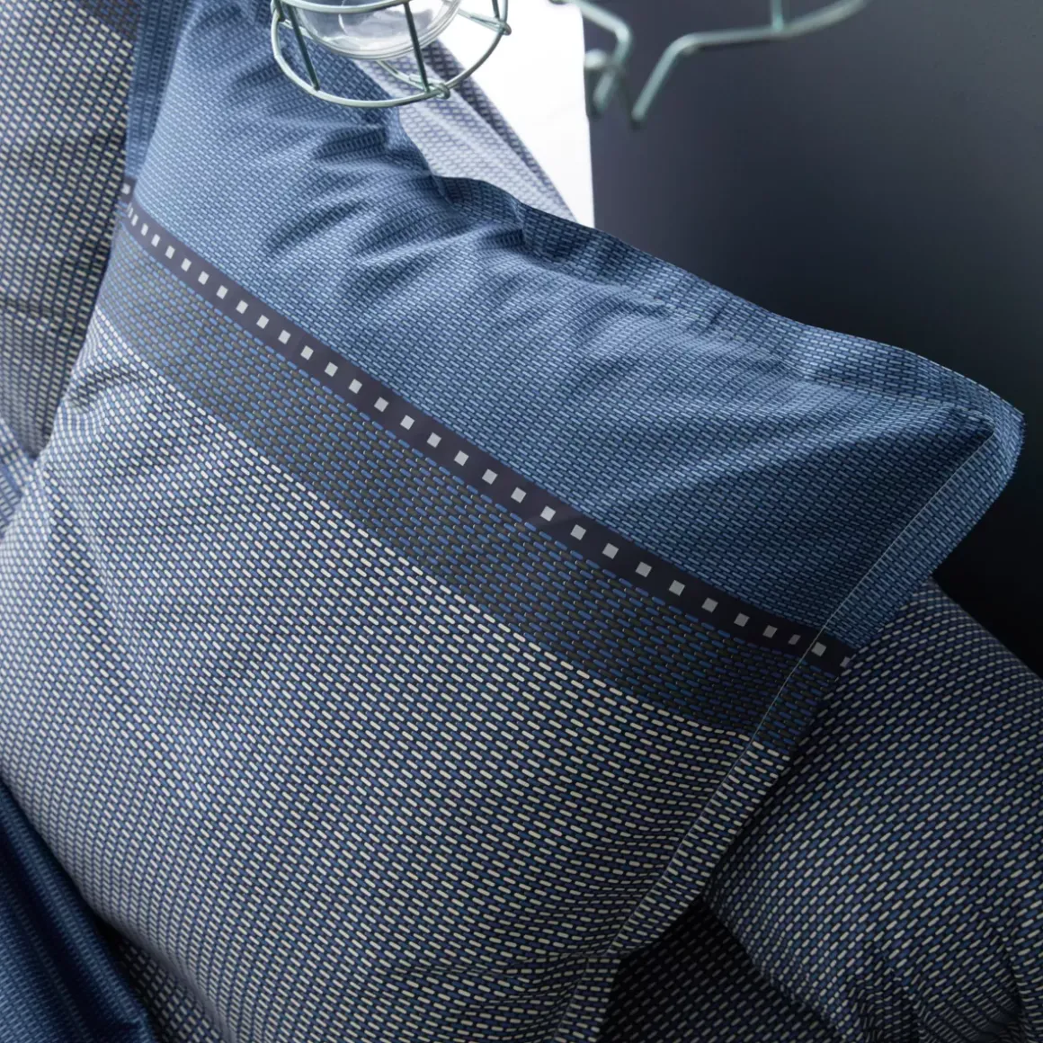 Federa rettagolare raso di cotone Enzo Blu