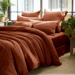 Federa rettangolare garza di cotone (L70 cm) Gaïa Terracotta