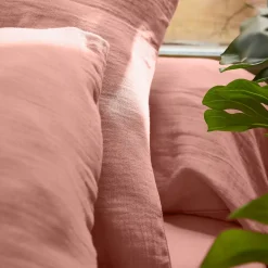Federa rettangolare garza di cotone (L80 cm) Gaïa Rosa pesca