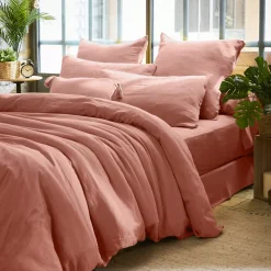 Federa rettangolare garza di cotone (L70 cm) Gaïa Rosa pesca