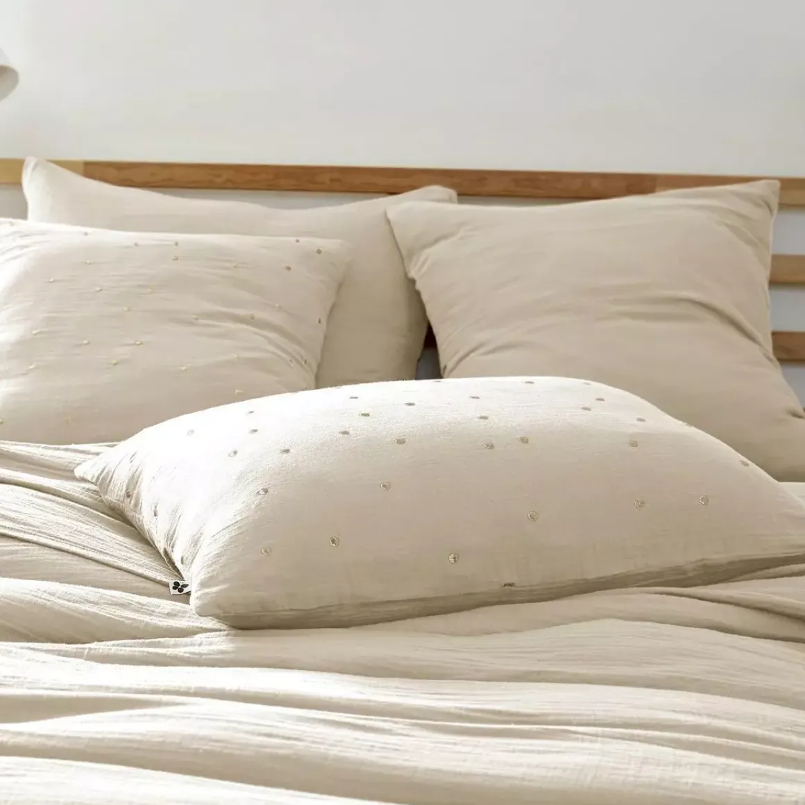 Federa rettangolare garza di cotone (70 cm) Gaïa Chic Beige pampa