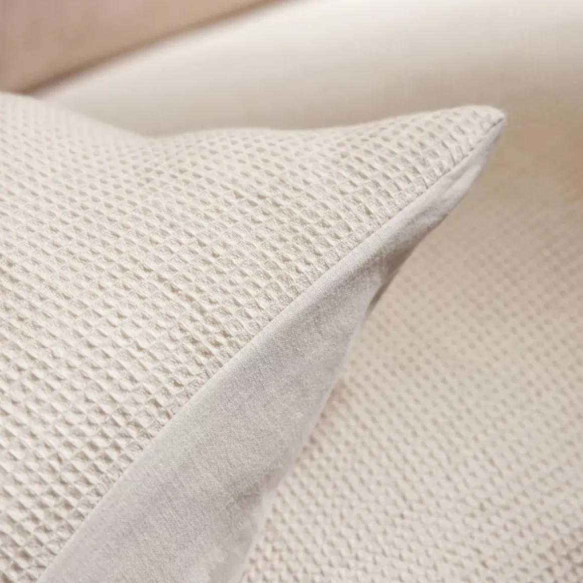 Federa rettangolare in cotone a nido d'ape (50 x 70 cm) Eva Beige