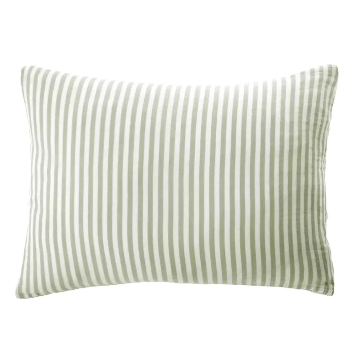 Federa rettangolare in garza di cotone (50 x 70 cm) Gaïa a righe Verde eucalipto