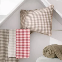 Federa rettangolare in garza di cotone (50 x 80 cm) Gaïa Vichy Corda