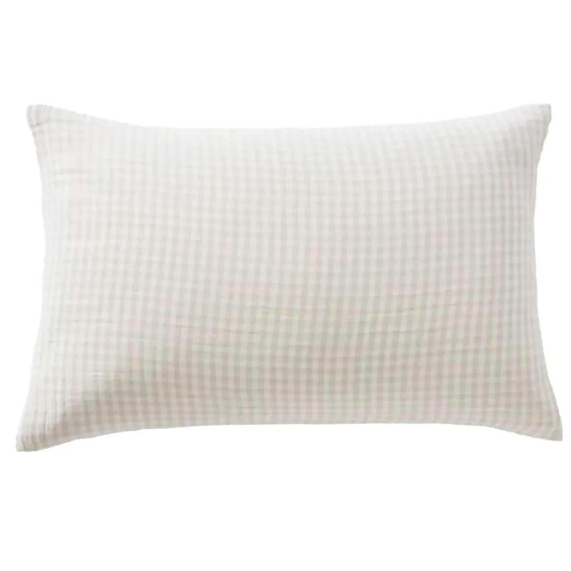 Federa Rettangolare in garza di cotone (50 x 80 cm) Gaïa Vichy Beige