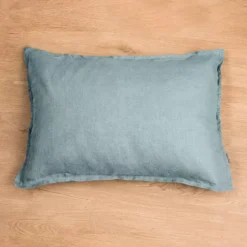 Federa rettangolare in lino lavato (50 x 70 cm) Louise Blu Azzurro