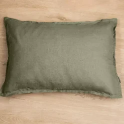 Federa rettangolare lino lavato (80 cm) Louise Verde rosmarino