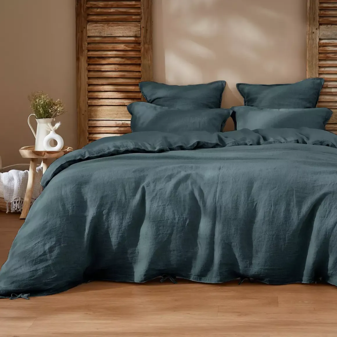 Federa rettangolare lino lavato (70 cm) Louise Grigio ardesia