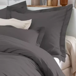 Federa rettangolare percalle di cotone (80 cm) Cali Grigio antracite