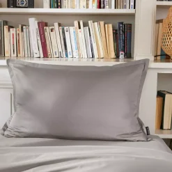 Federa rettangolare percalle di cotone (80 cm) Cali Grigio chiaro