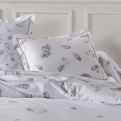Federa rettangolare percalle di cotone (50 x 70 cm) Piume Grigio