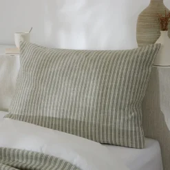 Federa rettangolare reversibile in cotone testurizzato e percalle (50 x 70 cm) Alice Verde